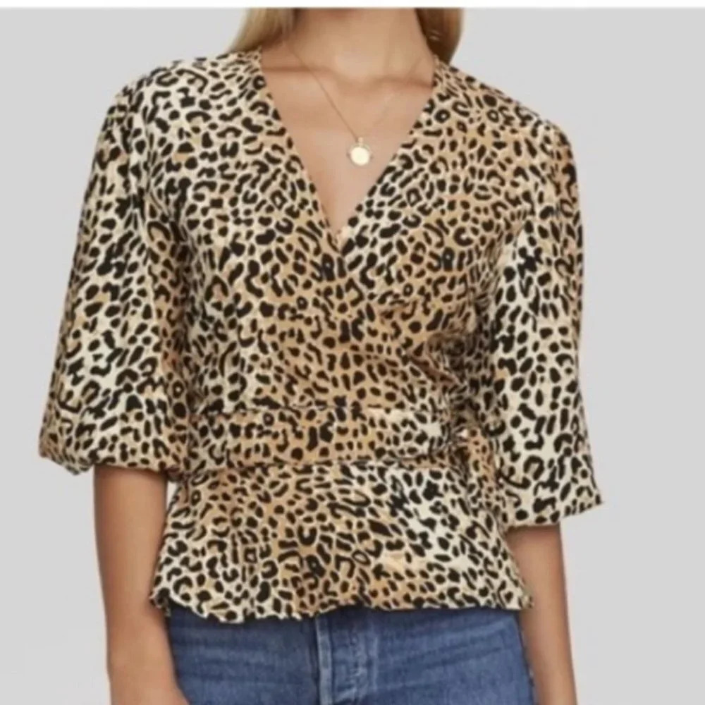 Faithfull The Brand Lavender Top Le Cinq Animal  Print Size XS
